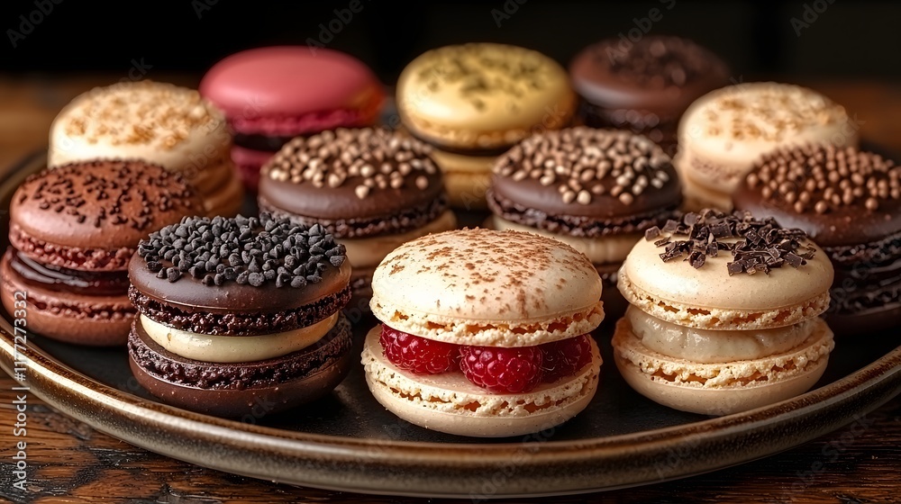Fototapeta premium Colorful Dessert Chocolate Raspberry Sprinkles
