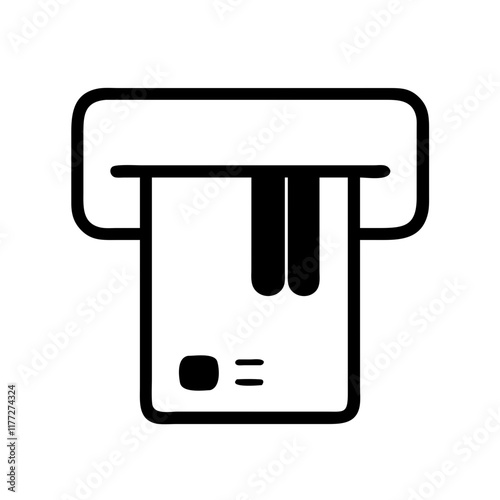 Minimalist black and white atm card icon for financial transactions