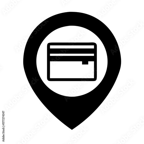 Free Download Credit card location icon with pin symbolizing financial transactions - GFXLoad