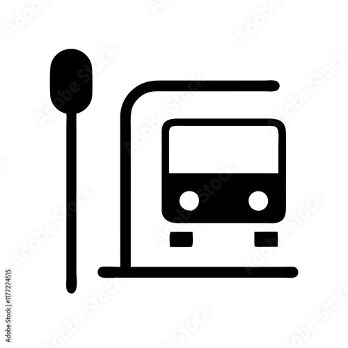 Bus stop icon: minimalist black and white symbol for public transportation