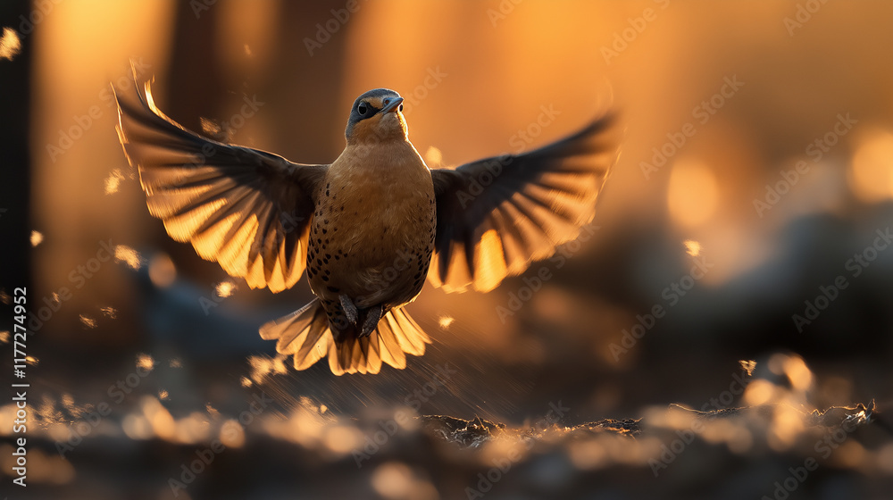 Obraz premium A flock of birds in flight.