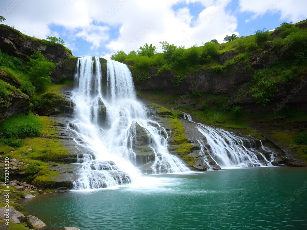 Obraz premium Waterfalls from hill 