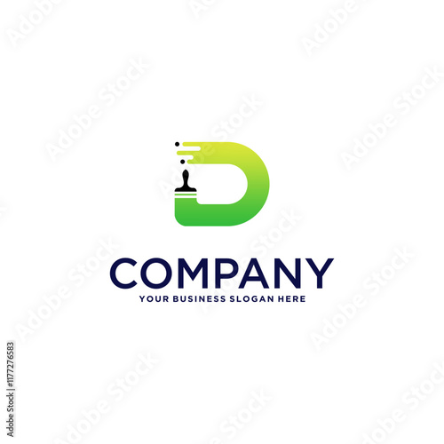 brush logo design with letter d