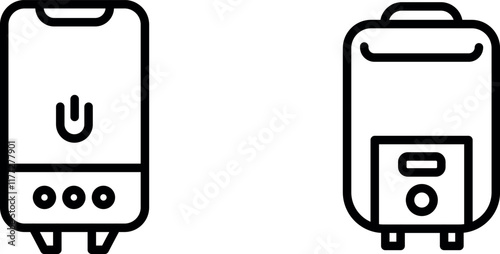 "Modern Water Heater Icon Representing Home Appliance, Hot Water Supply, and Energy Efficiency"