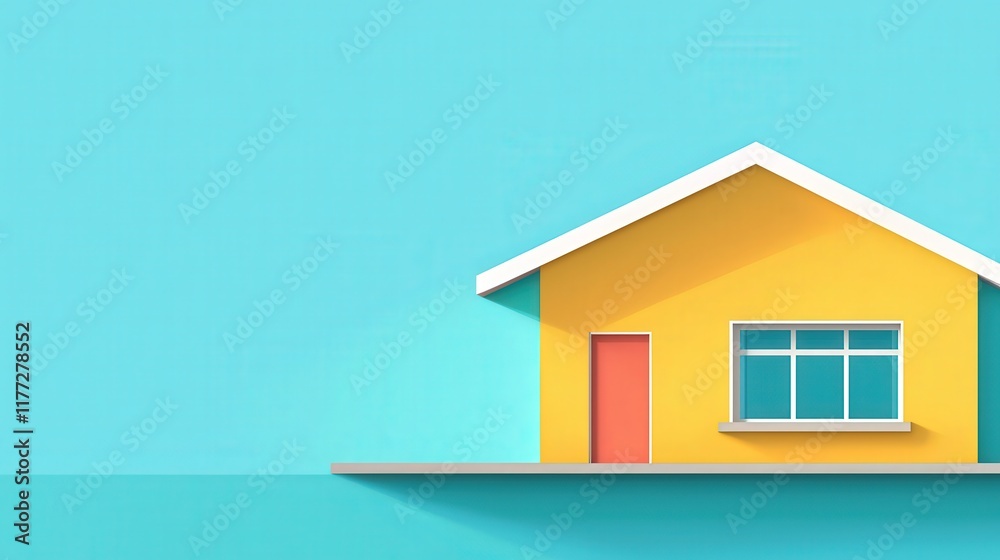 Colorful house design on blue background Colorful house design on blue background