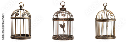 Set of A simple, elegant bird cage with the word 