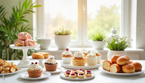 Wallpaper Mural Delicious desserts on display by a bright window Torontodigital.ca