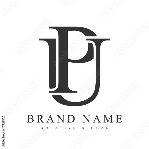 PU trendy logotype template. Initial letter p and u classic font style. Creative logo for company name or identity.