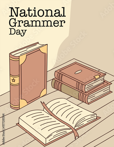 National Grammer Day, National day, banner and flyer, books, grammer, education kids and people  photo