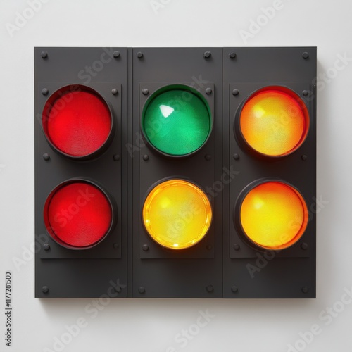 traffic lights with red, green, and yellow lights