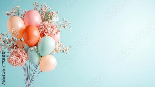 Wallpaper Mural Delicate pastel balloons & flowers create a joyful, airy scene. Torontodigital.ca