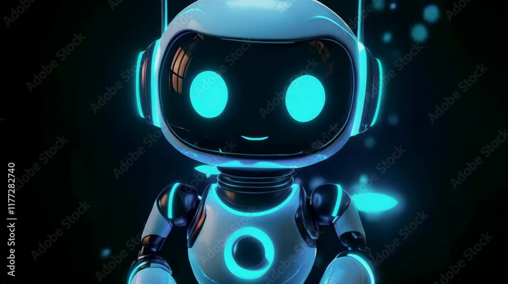 Cute  neon cartoon android robot	