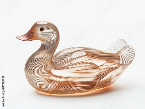 a translucent decorative duck object with many lines photo