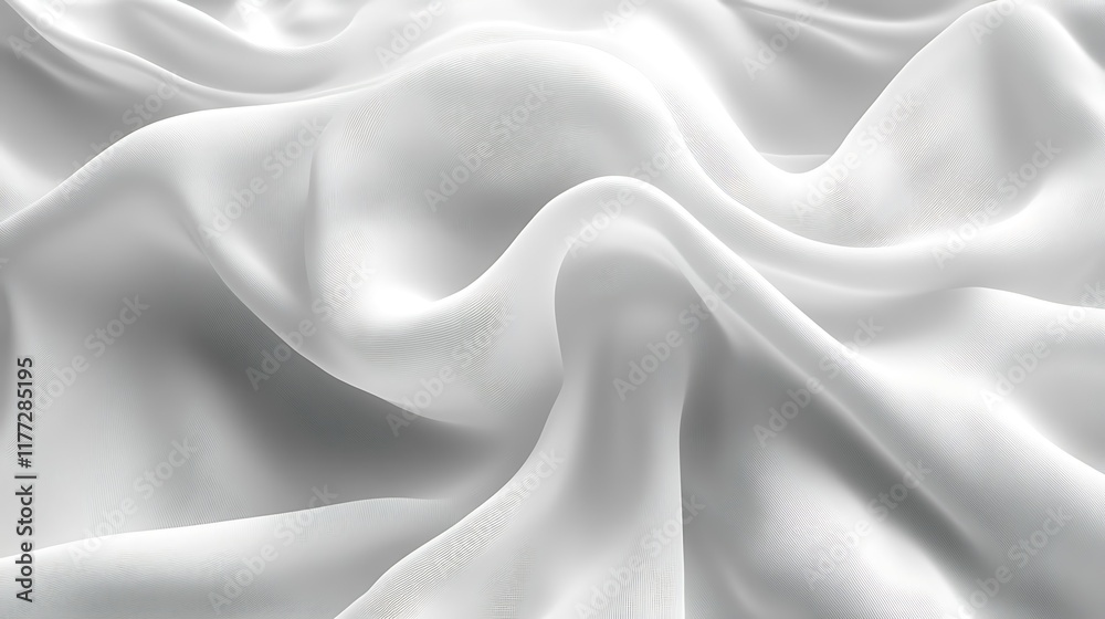 Obraz premium White silk fabric texture, soft waves, elegant drape, background for design.