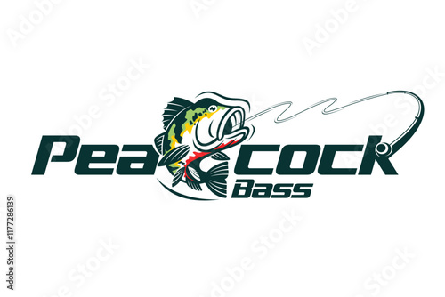 Peacock bass writing logo, peacock bass logo