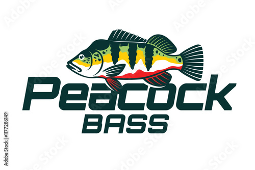 Peacock bass writing logo, peacock bass lettering logo