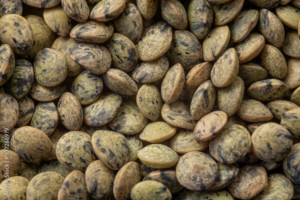 Dry french lentils close up macro view. Dry french lentils close up macro view.