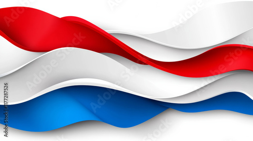 Abstract waves in red, white, and blue colors