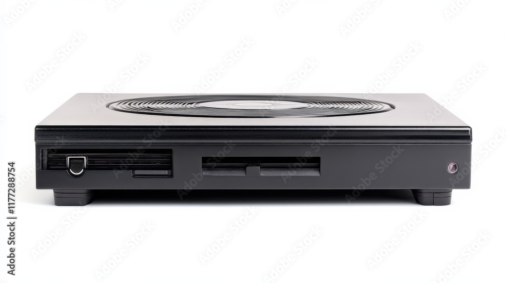 Obraz premium a black disc player isolated on a white background