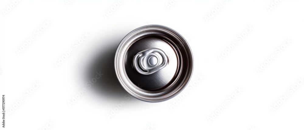 top view of a silver soda can on a white background top view of a silver soda can on a white background
