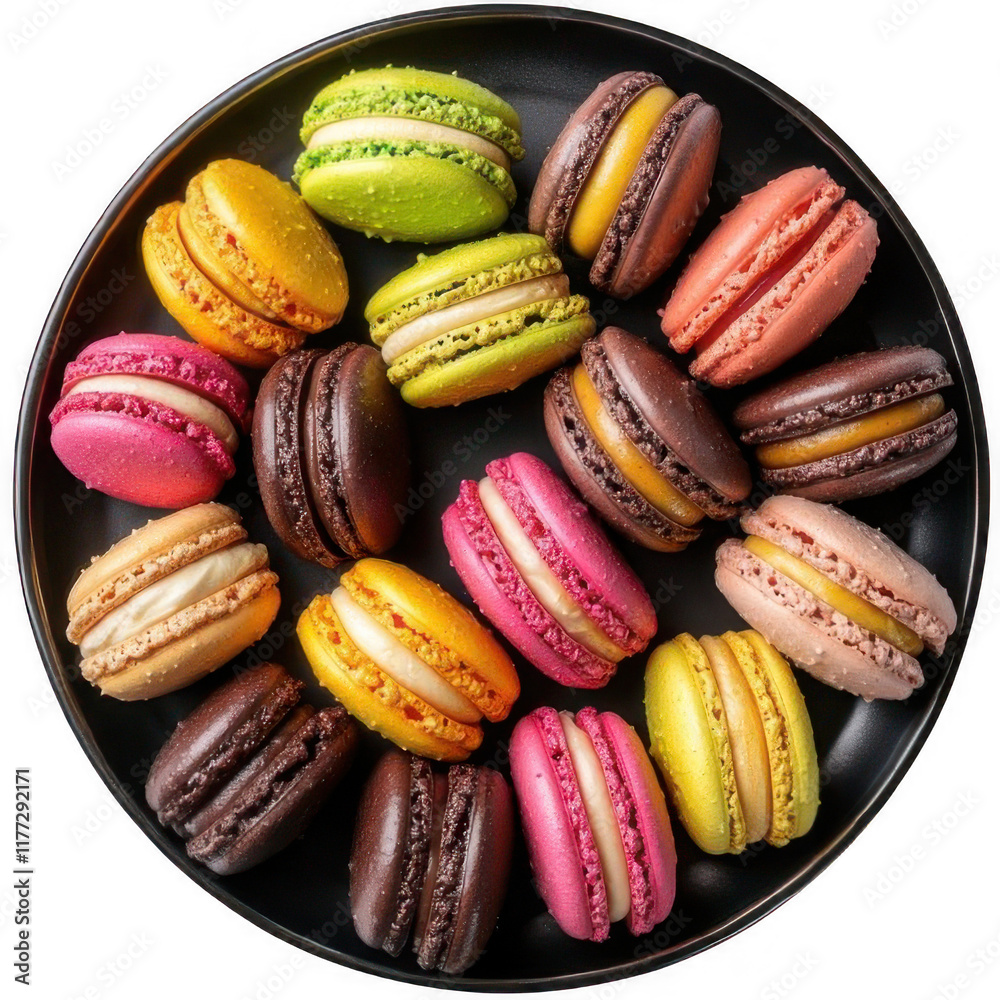 Colorful macaroons in a bowl. French food Colorful macaroons in a bowl. French food