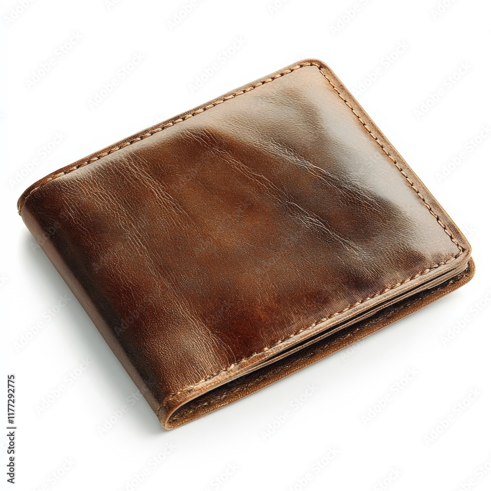 brown leather wallet on a white background brown leather wallet on a white background