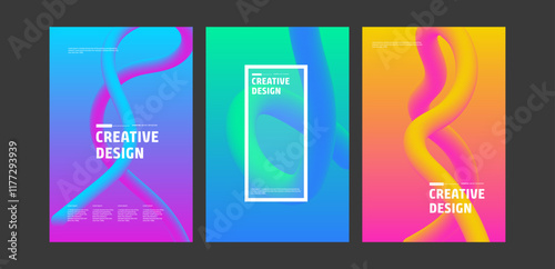 new year 2025 trends - Minimal abstract gradient covers. Colorful covers design set. wave fun bg. Applicable for design covers, pentation, magazines, flyers posters . Vector illustration