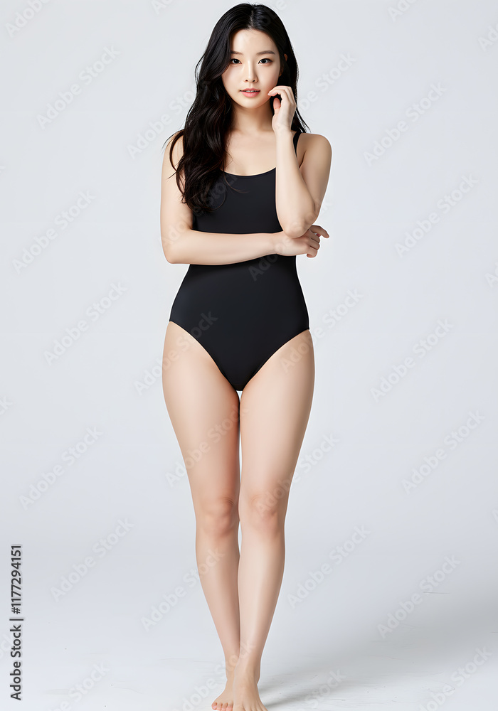 Fototapeta premium portrait of a Korean woman in bikini