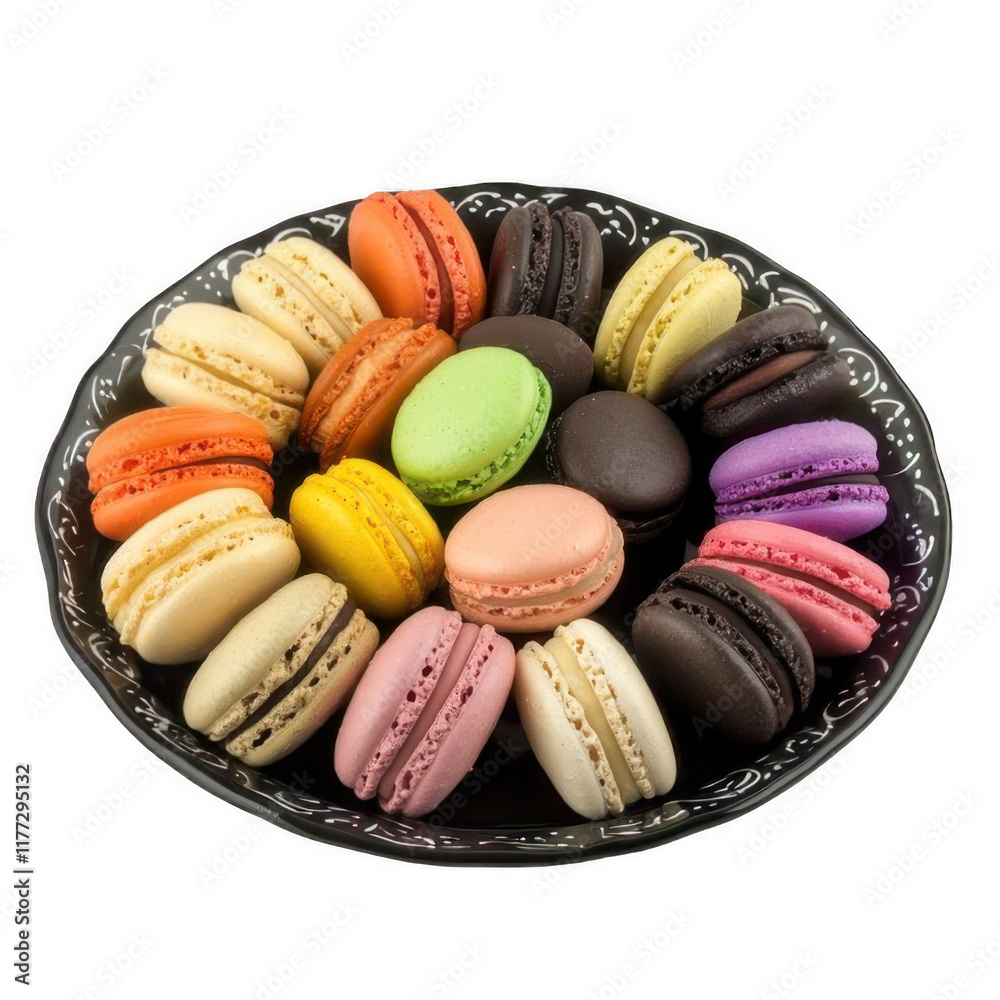 Colorful macaroons in a bowl. French food Colorful macaroons in a bowl. French food