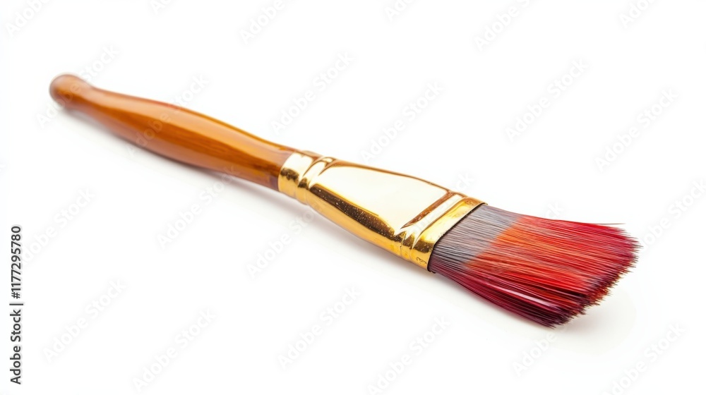 Fototapeta premium paint brush with red paint on white background