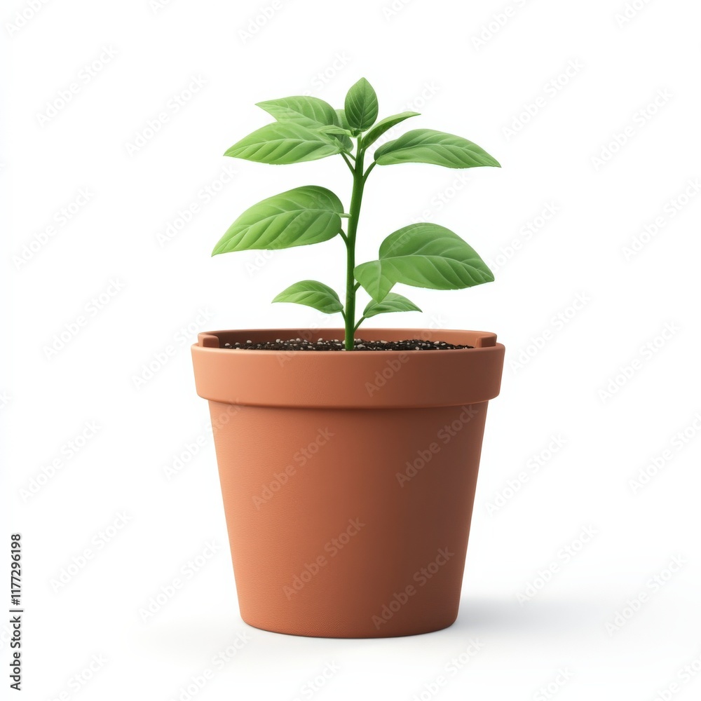 close-up of a seedling in a terracotta pot close-up of a seedling in a terracotta pot