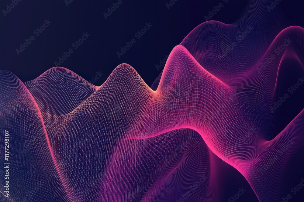 Obraz premium abstract wave pattern in pink and orange against a dark blue background