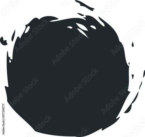 Black grunge round shapes. Brush strokes frames elements, frames for design. Vector isolated on white background. Abstract black ink blot background. Vector illustration. Grunge texture