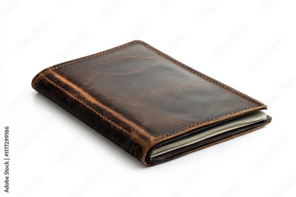 a brown leather wallet on a white surface a brown leather wallet on a white surface