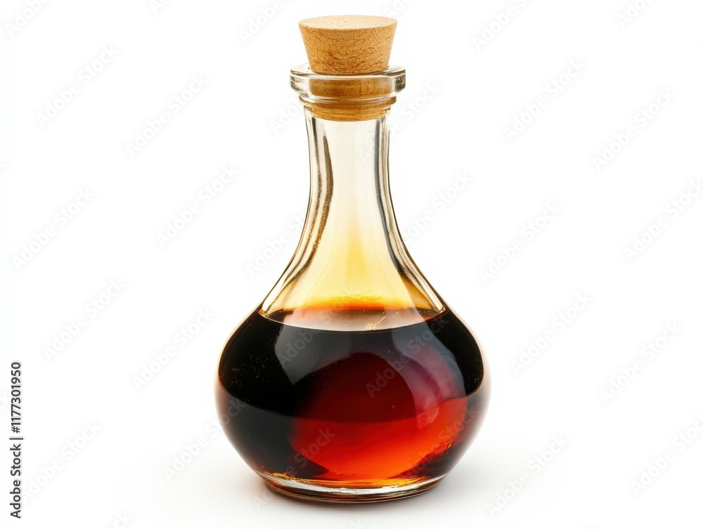 a glass bottle with a cork stopper containing dark liquid a glass bottle with a cork stopper containing dark liquid