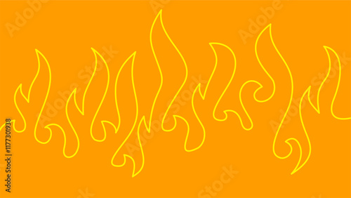 Background with fire lines. Outline of flames background. Continuous fire line design. Flame outline background. Fire Background. flame Background. doodle fire background. Flame Seamless Pattern.