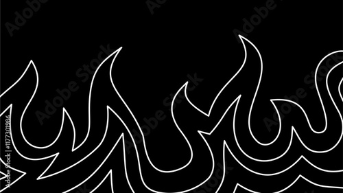 Background with fire lines. Outline of flames background. Continuous fire line design. Flame outline background. Fire Background. flame Background. doodle fire background. Flame Seamless Pattern.