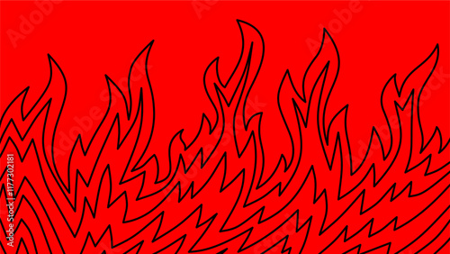 Background with fire lines. Outline of flames background. Continuous fire line design. Flame outline background. Fire Background. flame Background. doodle fire background. Flame Seamless Pattern.