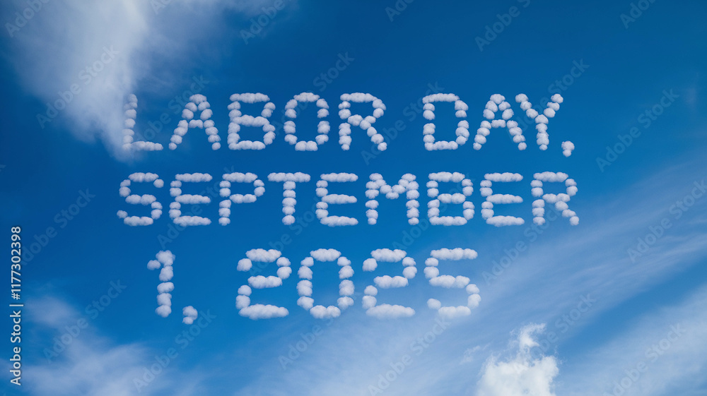 Fototapeta premium Skywriting Clouds Forming Labor Day Message