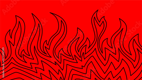Background with fire lines. Outline of flames background. Continuous fire line design. Flame outline background. Fire Background. flame Background. doodle fire background. Flame Seamless Pattern.