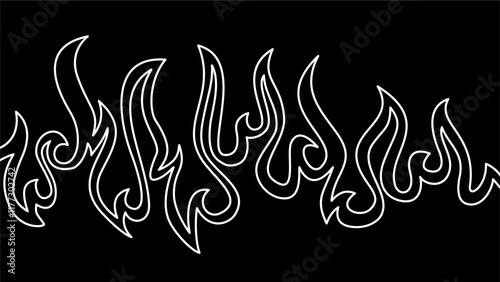 Background with fire lines. Outline of flames background. Continuous fire line design. Flame outline background. Fire Background. flame Background. doodle fire background. Flame Seamless Pattern.