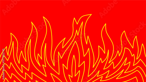 Background with fire lines. Outline of flames background. Continuous fire line design. Flame outline background. Fire Background. flame Background. doodle fire background. Flame Seamless Pattern.