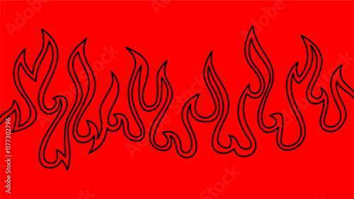 Background with fire lines. Outline of flames background. Continuous fire line design. Flame outline background. Fire Background. flame Background. doodle fire background. Flame Seamless Pattern.