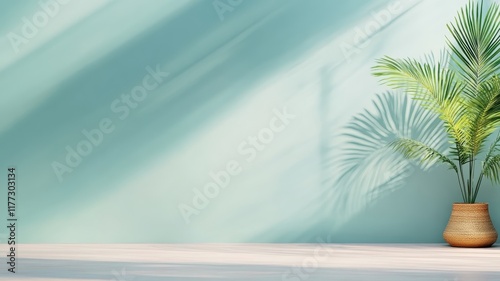 Minimalist Generative Concept Featuring a Palm Tree: A Serene Stock Photo for Modern Design Projects