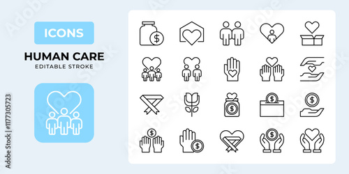 Human care and charity line icon vector design illustration