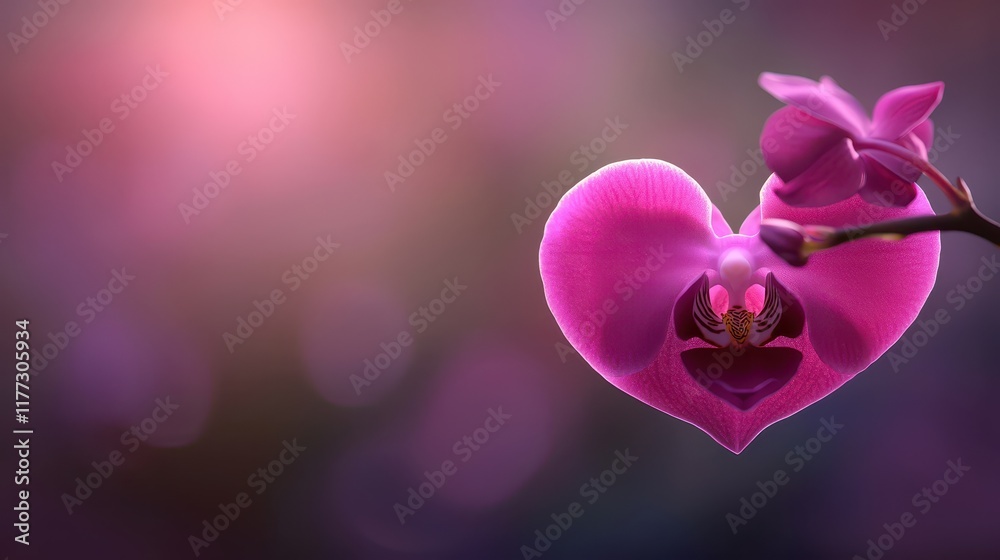 Fototapeta premium A vibrant pink orchid shaped like a heart, symbolizing love and beauty.