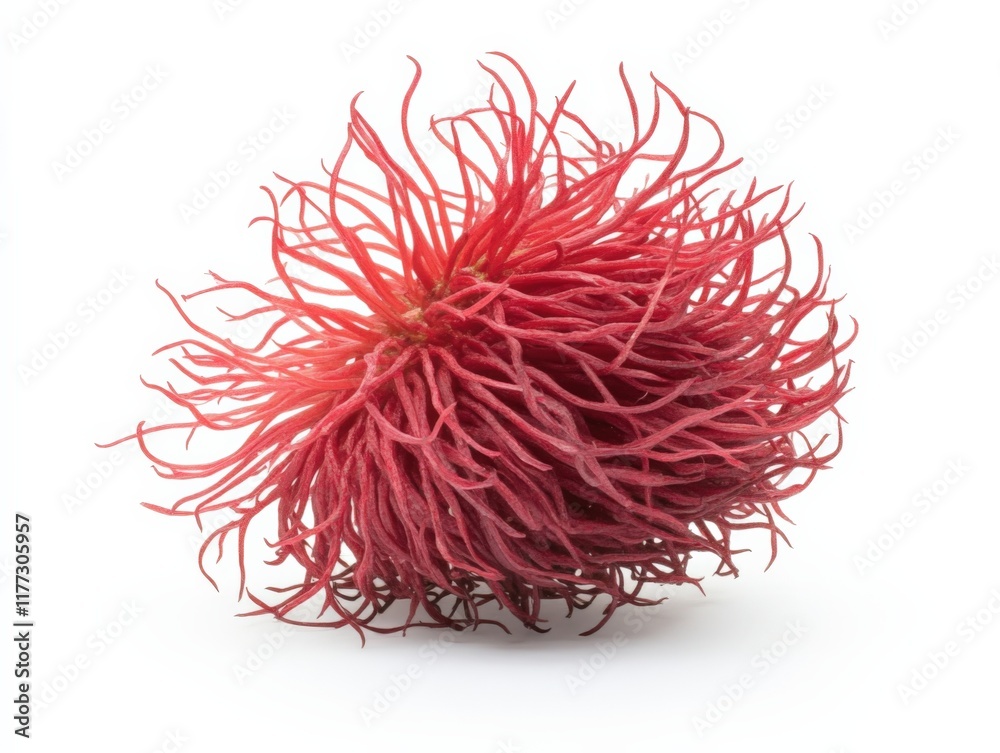 Fototapeta premium Close up of a rambutan fruit isolated on a white background