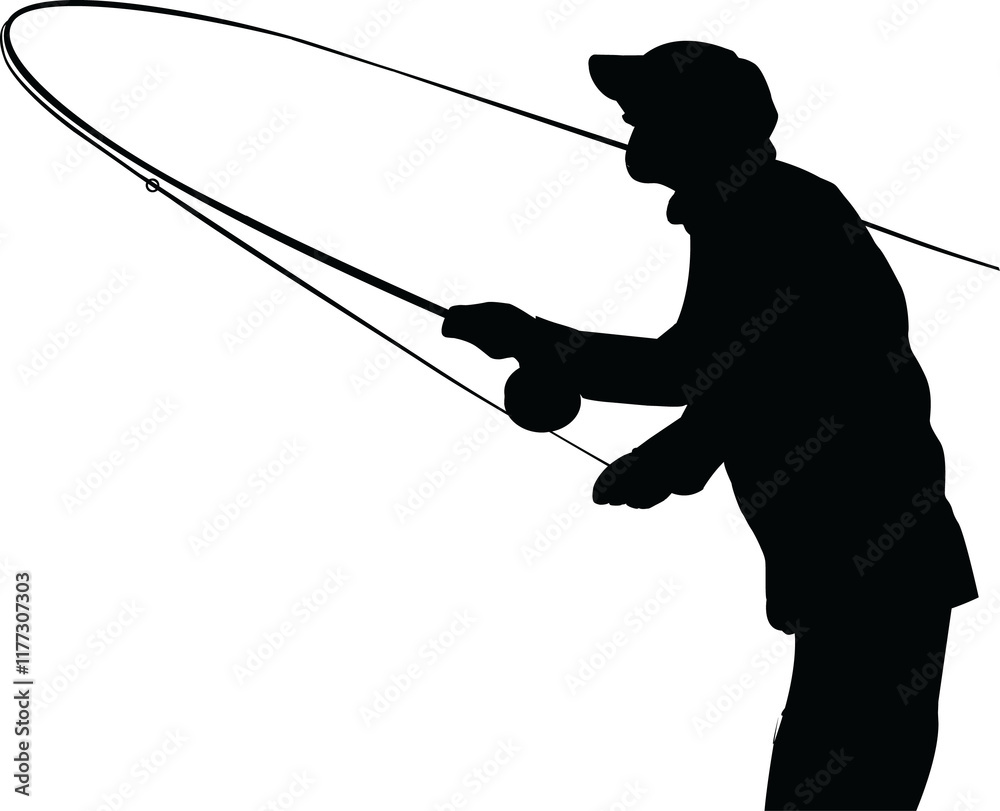 Obraz premium person casting fishing pole