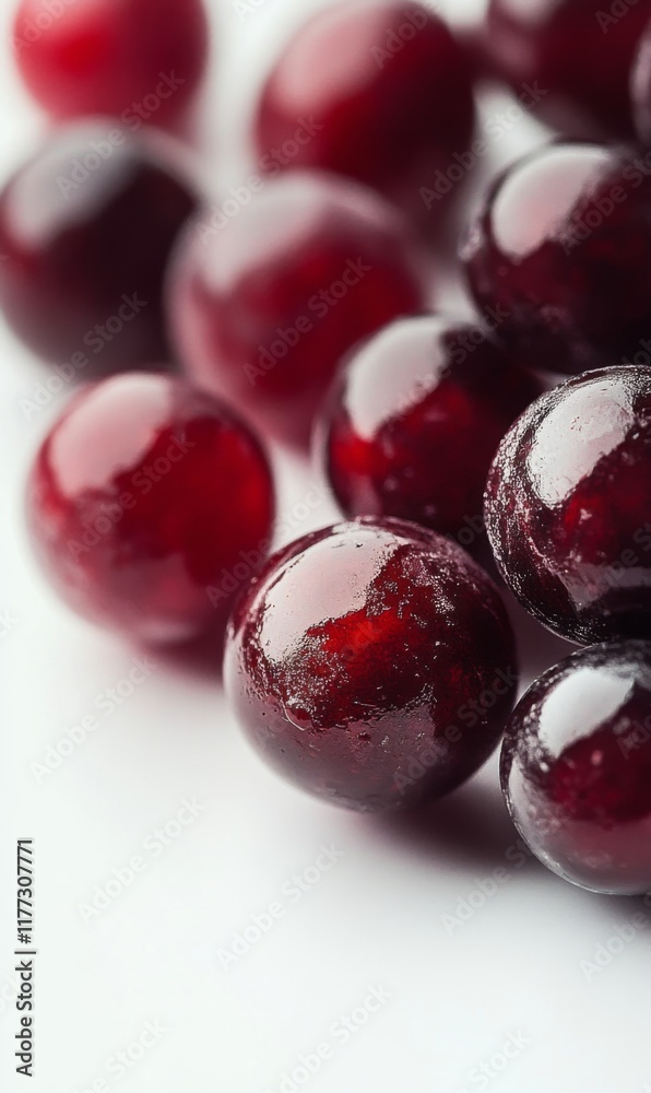 Ripe Red Grapes on White Background. Close-up Showcase of Vibrant Fruit. Ripe Red Grapes on White Background. Close-up Showcase of Vibrant Fruit.