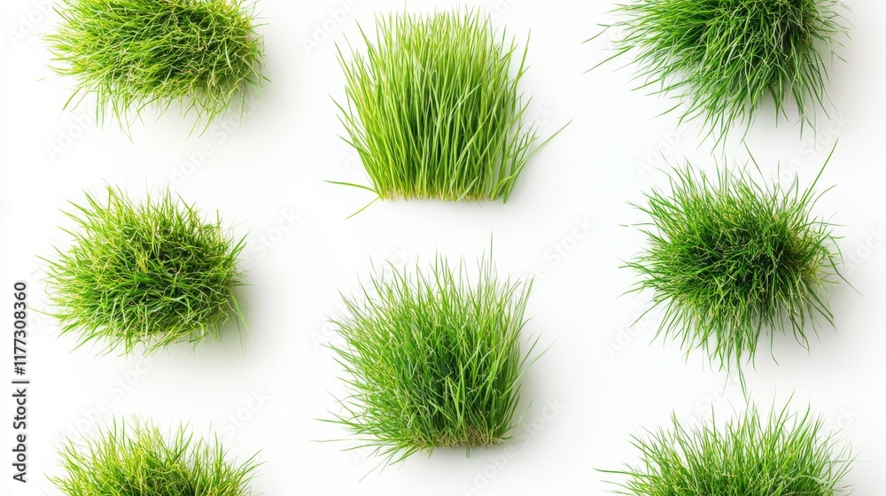 clumps of green grass on a white background clumps of green grass on a white background